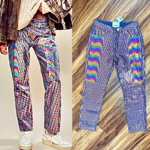 ⚡️ Free People x And One Teaspoon Multicolor Sequin / Denim Pants ⚡️